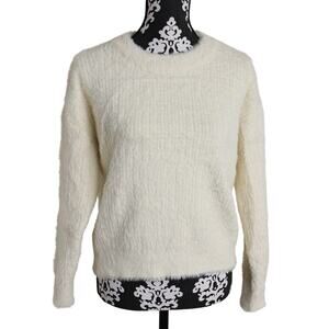 Women's Cream/Gold FRNCH Fluffy Pullover Sweater - Size S/M